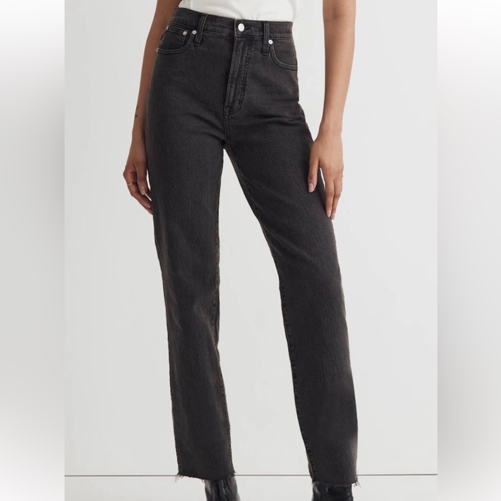 Madewell Black Straight Leg Jeans High-Rise Vintage Wash